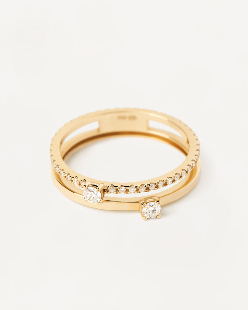 Anillo Solitario de Diamantes Y oro Dual - 
  
    Oro 18K
  
