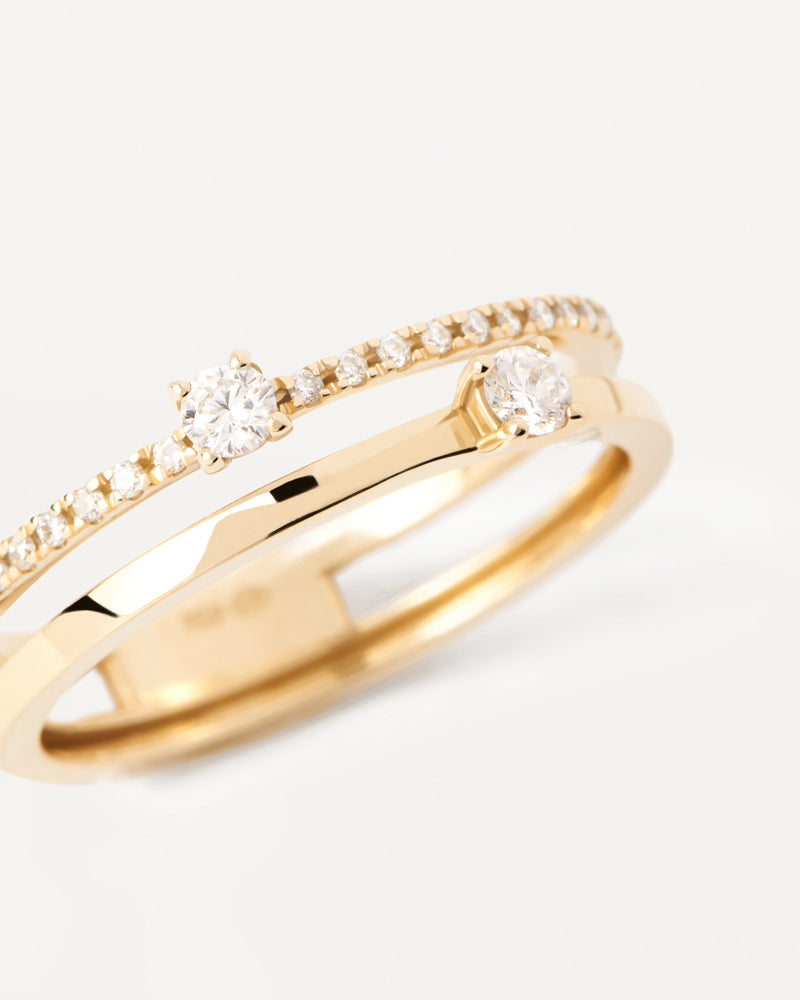 Anillo Solitario de Diamantes Y oro Dual - 
  
    Oro 18K
  
