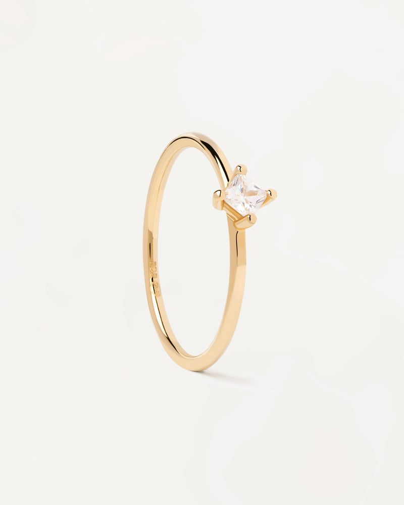 Anillo Solitario con Diamante Cuadrado Y oro - 
  
    Oro 18K
  
