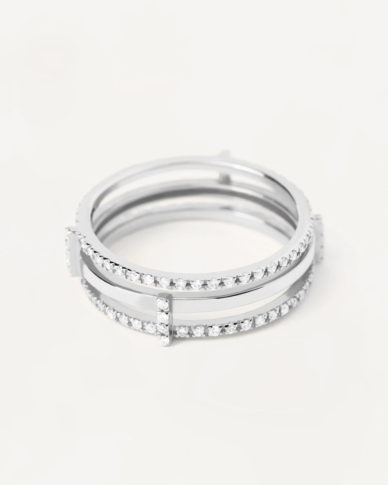 Bague en Diamants Et Or Blanc Track - 
  
    Or blanc 18 carats / Placage Argent Rhodié
  
