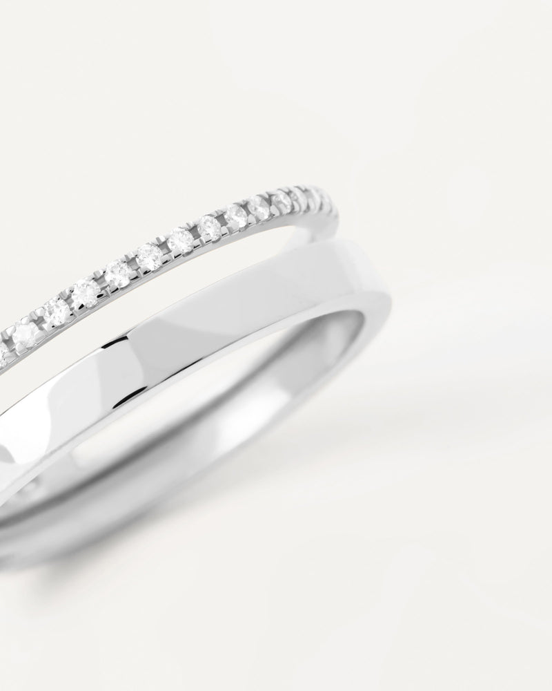 Diamonds And White Gold Dual Ring - 
  
    18K White gold / Rhodium silver plating
  
