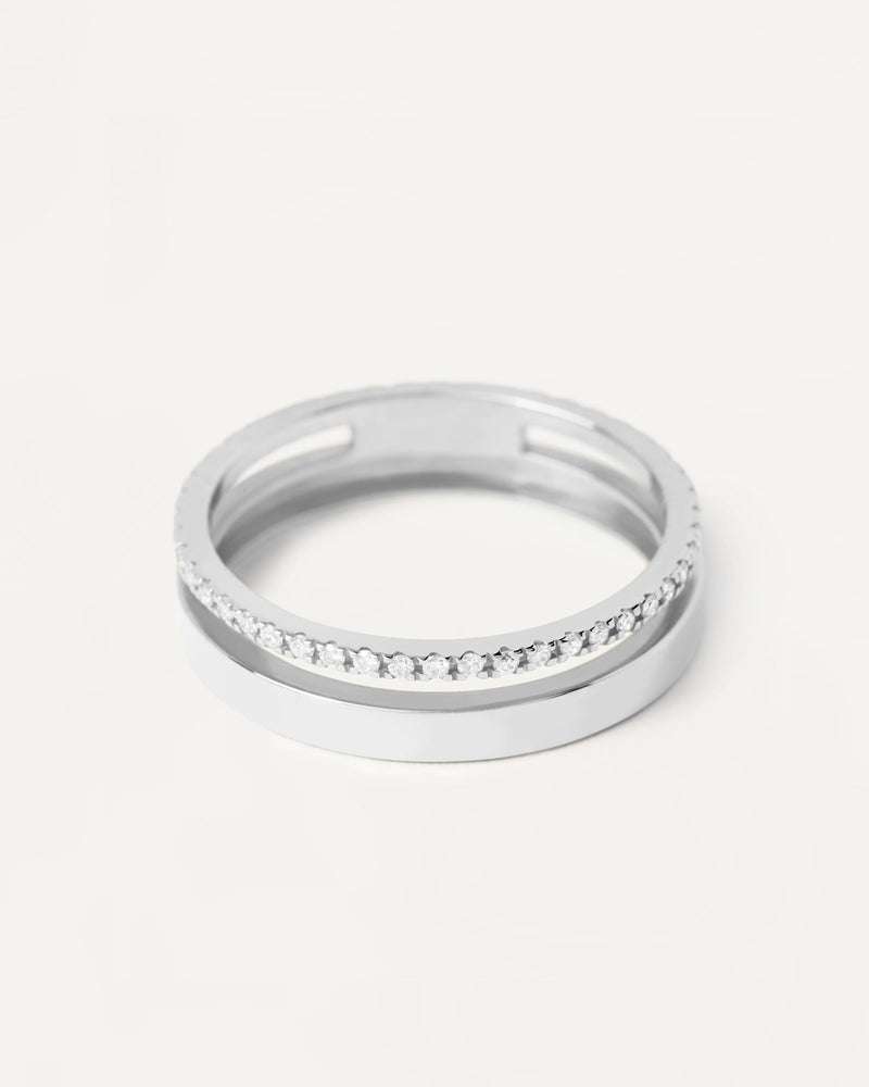 Diamonds And White Gold Dual Ring - 
  
    18K White gold / Rhodium silver plating
  
