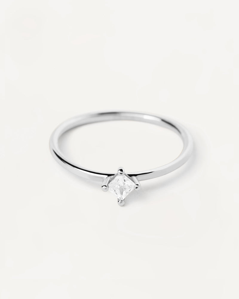 Princess Diamond And White Gold Solitaire Ring - 
  
    18K White gold / Rhodium silver plating
  
