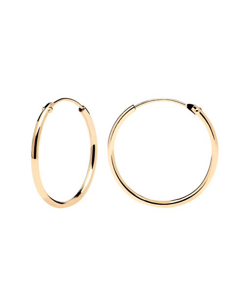 Classic round endless hoop earrings in 18k gold plated silver | Medium ...