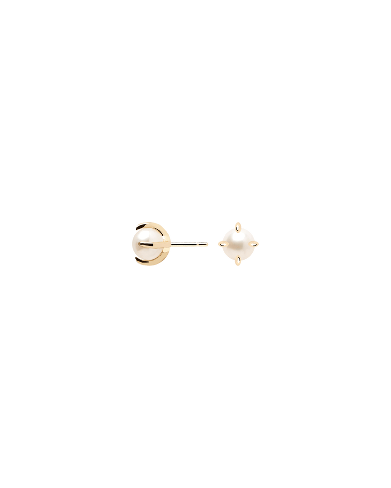 Pendientes Solitary Mini Pearl - 
  
    Plata de Ley / Baño de Oro 18K
  
