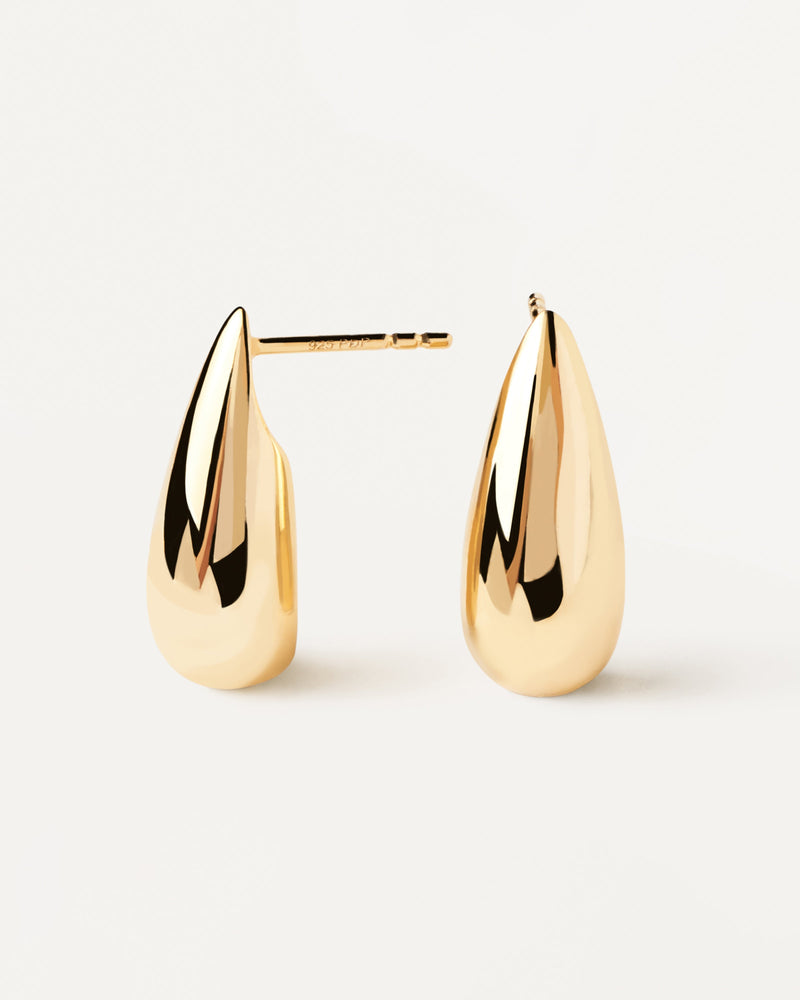 Drop shaped stud earrings in gold-plated silver | Large Sugar Earrings ...