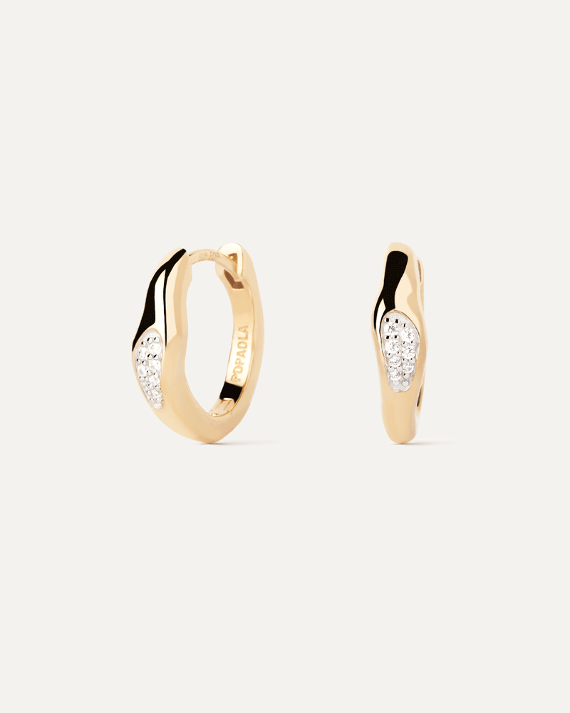 Orecchini a cerchio Onda - 
  
    Argento sterling / Placcatura in Oro 18K
  
