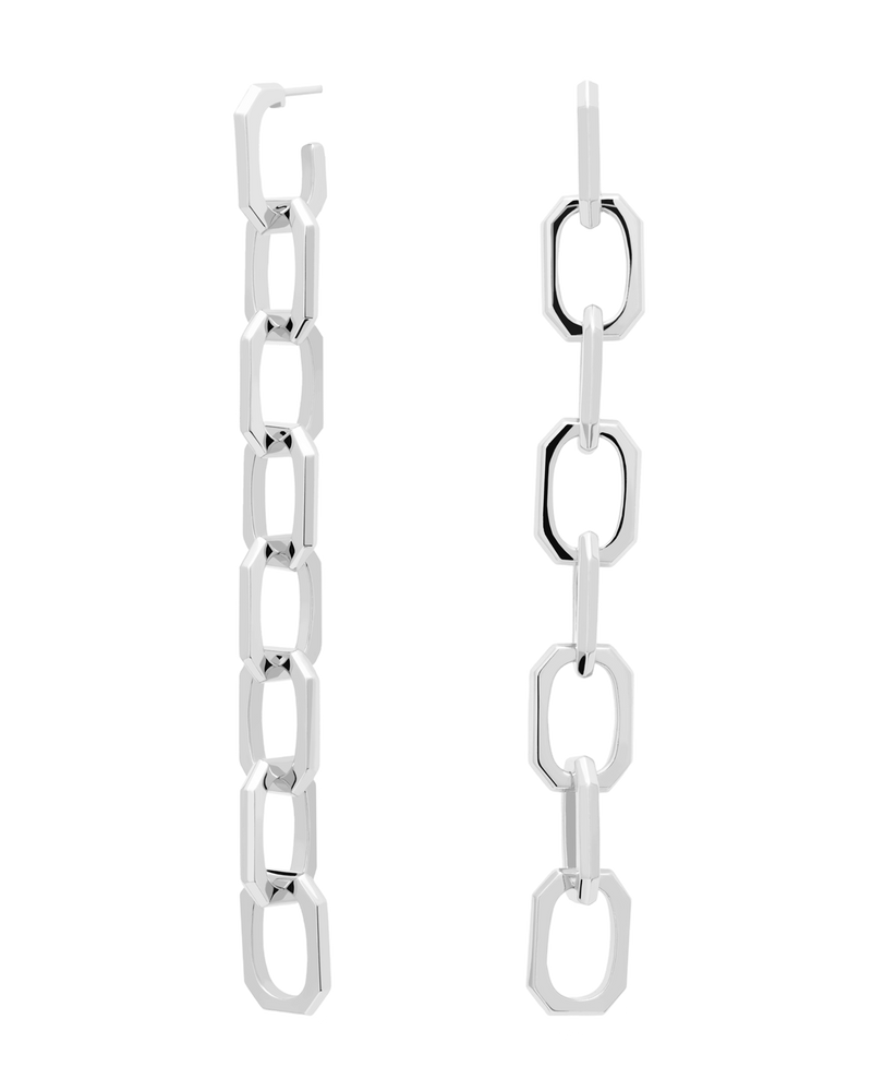 Endless Signature Chain Silver Earrings - 
  
    Brass / Rhodium silver plating
  
