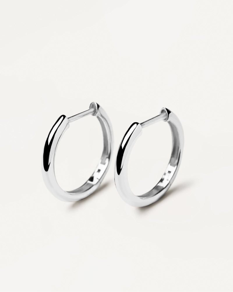 White Gold Bold Medium Hoops - 
  
    18K White gold / Rhodium silver plating
  
