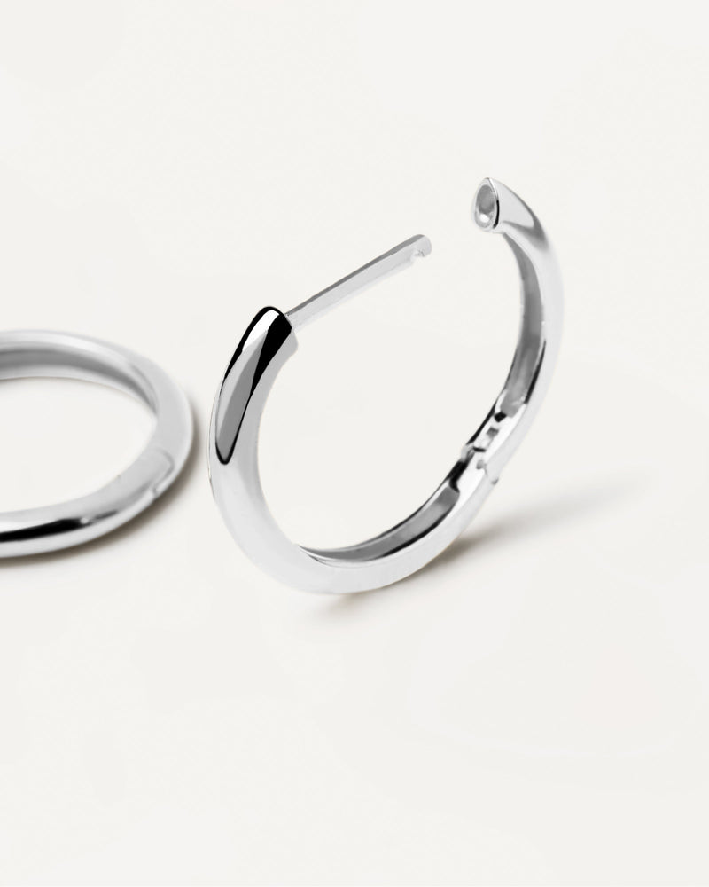 White Gold Bold Medium Hoops - 
  
    18K White gold / Rhodium silver plating
  
