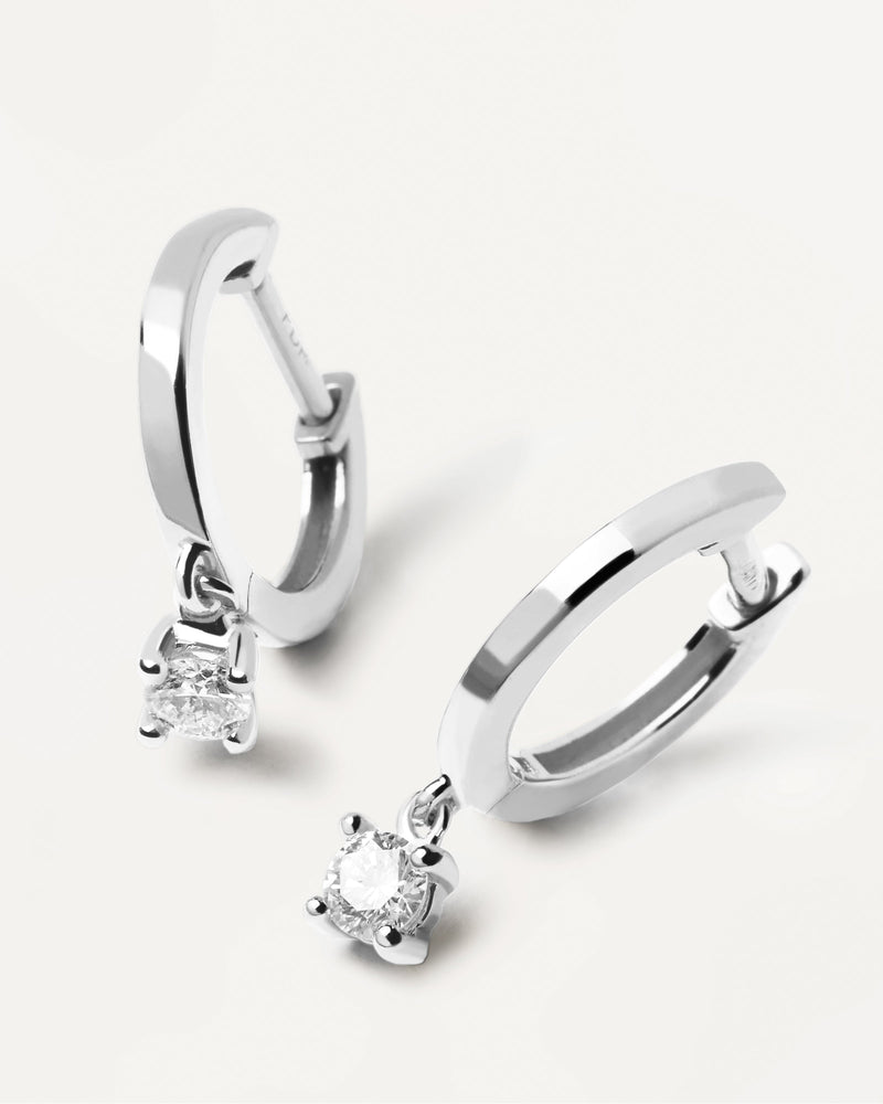 Boucles D’Oreilles en Diamants et en Or Blanc Drop - 
  
    Or blanc 18 carats / Placage Argent Rhodié
  
