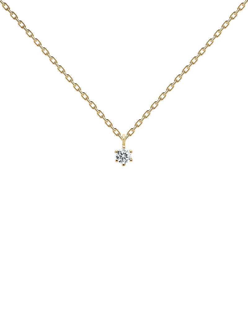 White Solitary Halskette - 
  
    Sterling Silber / 18K Goldplattierung
  
