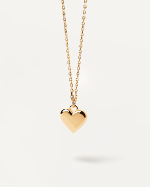Gold-plated silver necklace with engravable heart pendant to customize ...