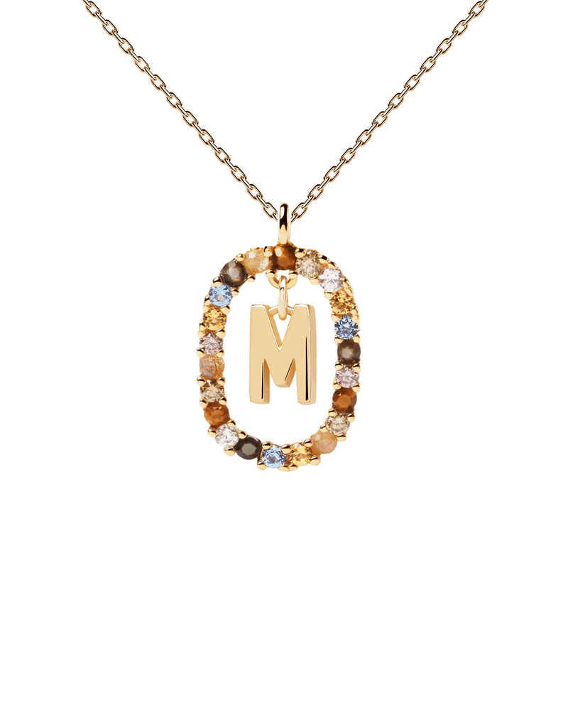 Collier Lettre M - 
  
    Argent massif / Placage Or 18 Ct
  
