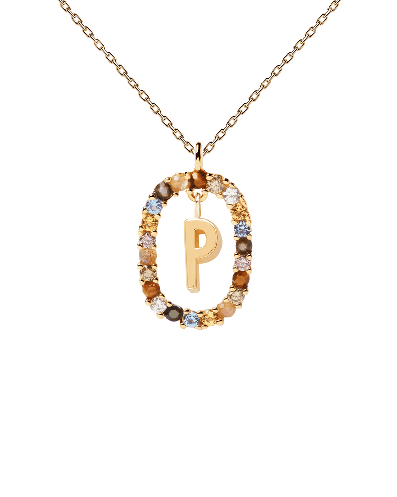 Collana con lettera P - 
  
    Argento sterling / Placcatura in Oro 18K
  
