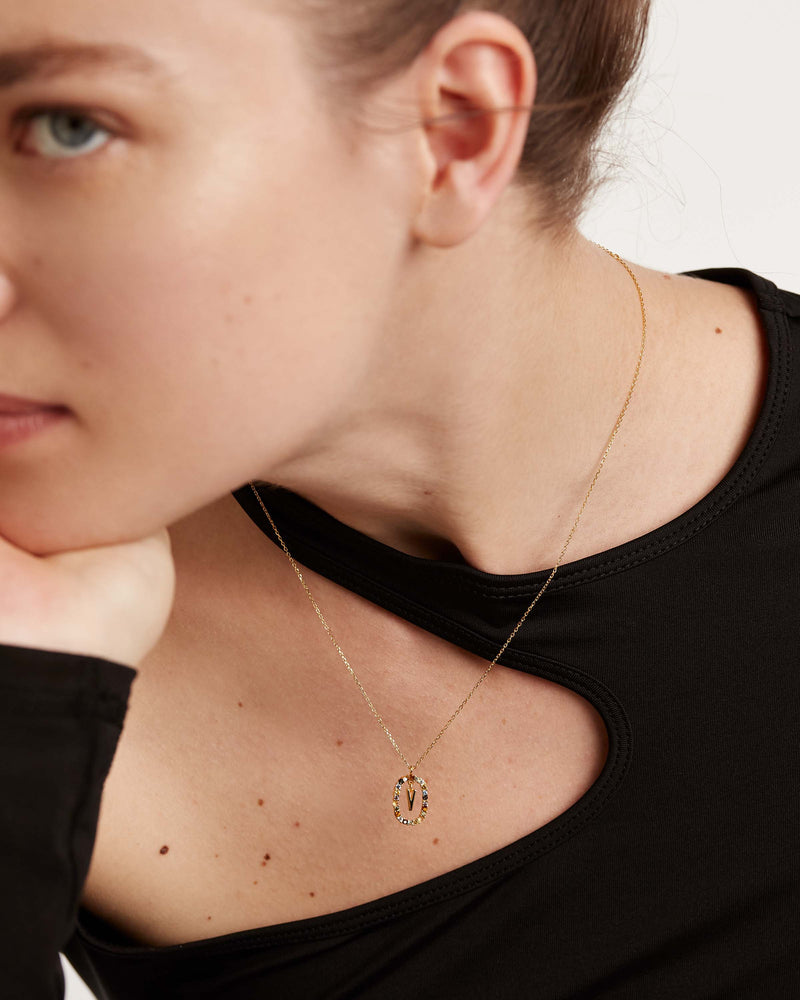 Letter V Necklace - 
  
    Sterling Silver / 18K Gold plating
  
