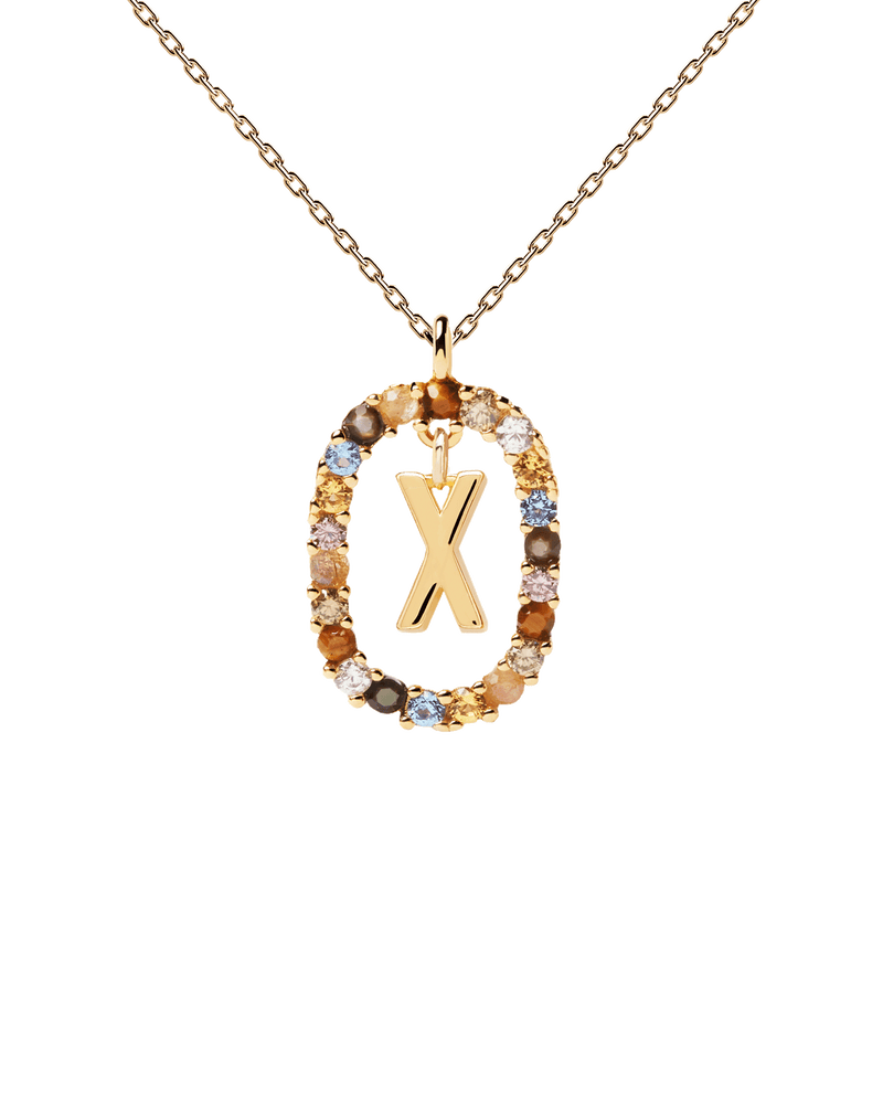 Collana con lettera X - 
  
    Argento sterling / Placcatura in Oro 18K
  
