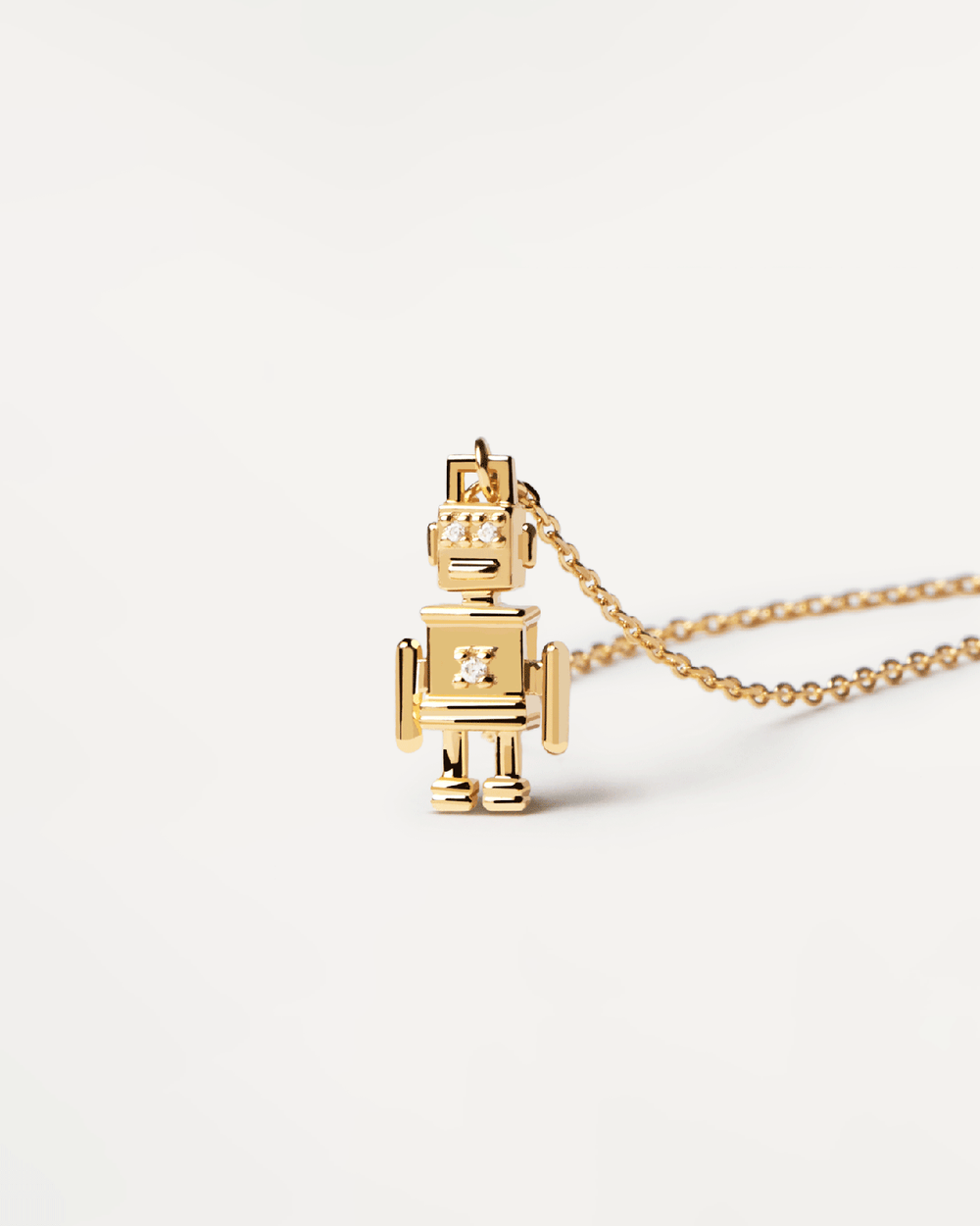 Gold-plated silver necklace with a robot pendant | Robert Necklace ...