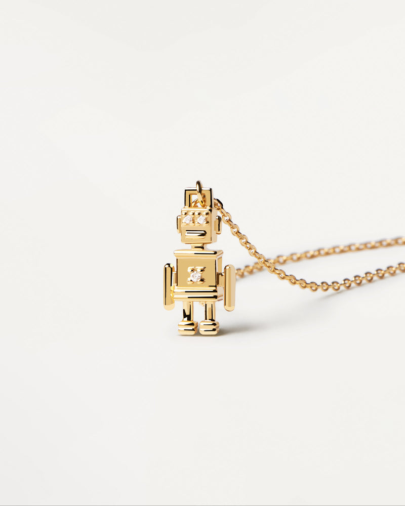 Gold-plated silver necklace with a robot pendant | Robert Necklace ...