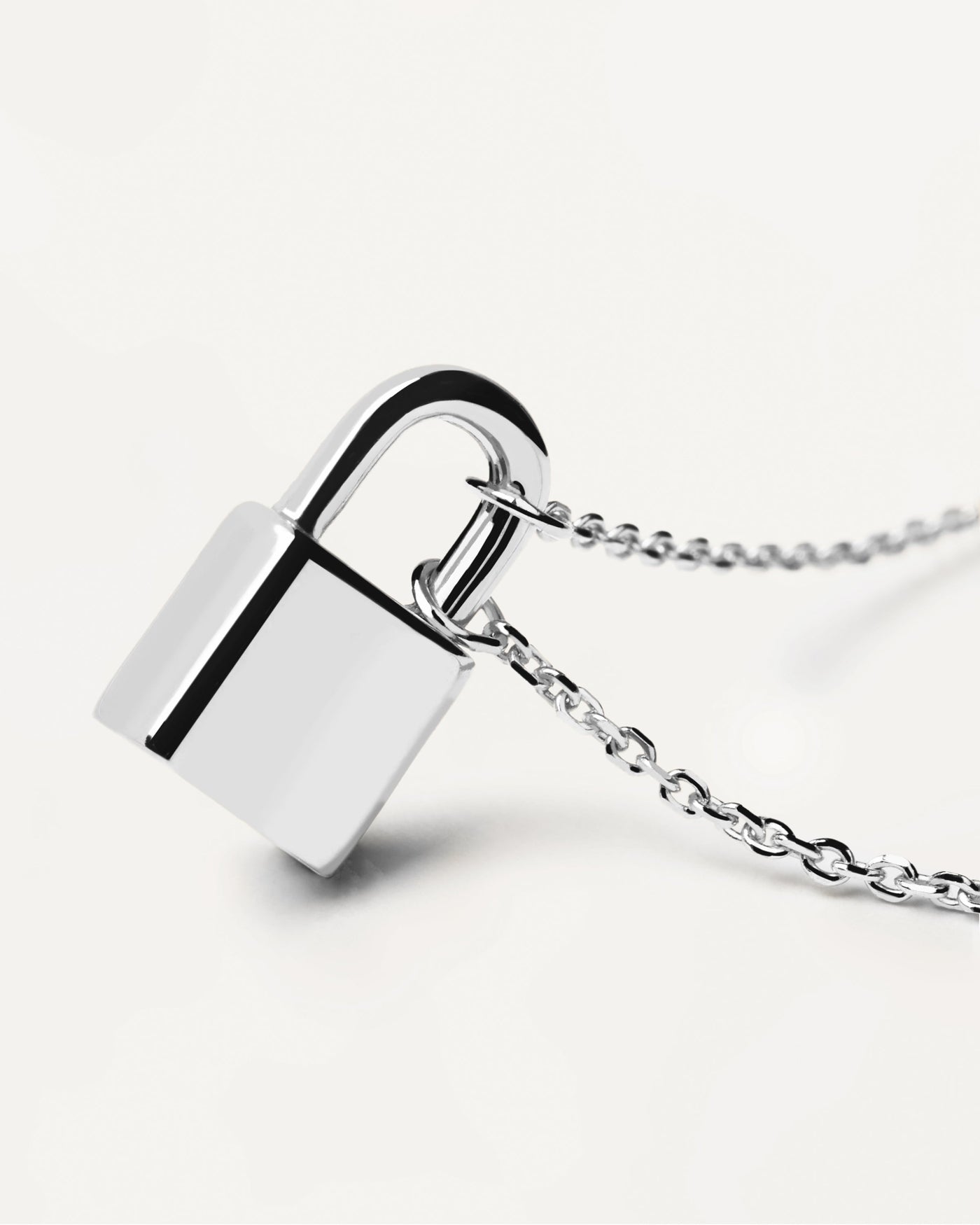 Silver Chain Lock Pendant, Chain Necklace Padlock Pendant