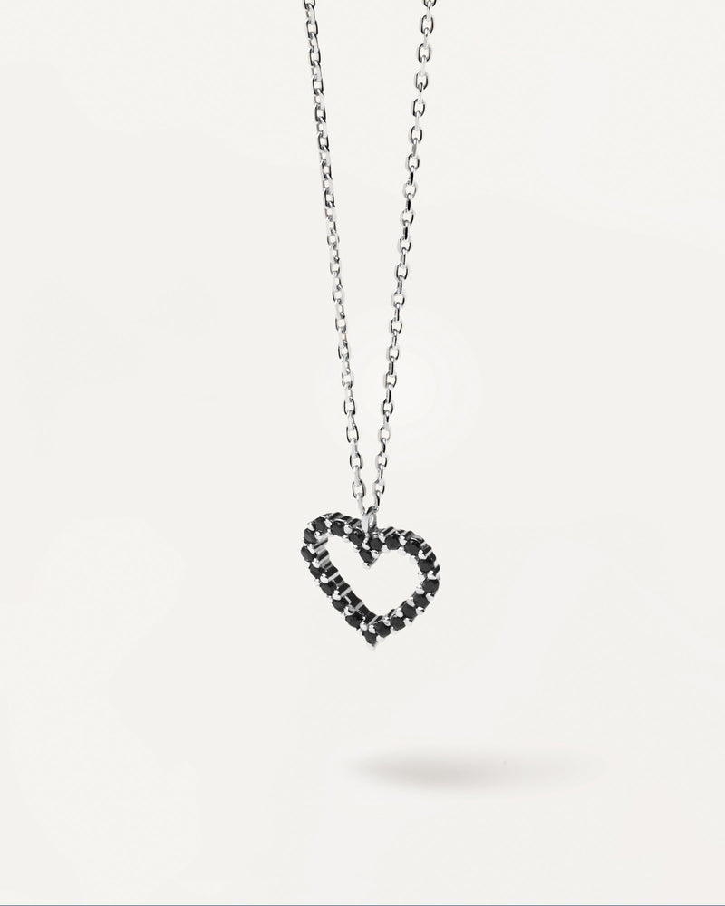 Black Heart Necklace Silver - 
  
    Sterling Silver
  
