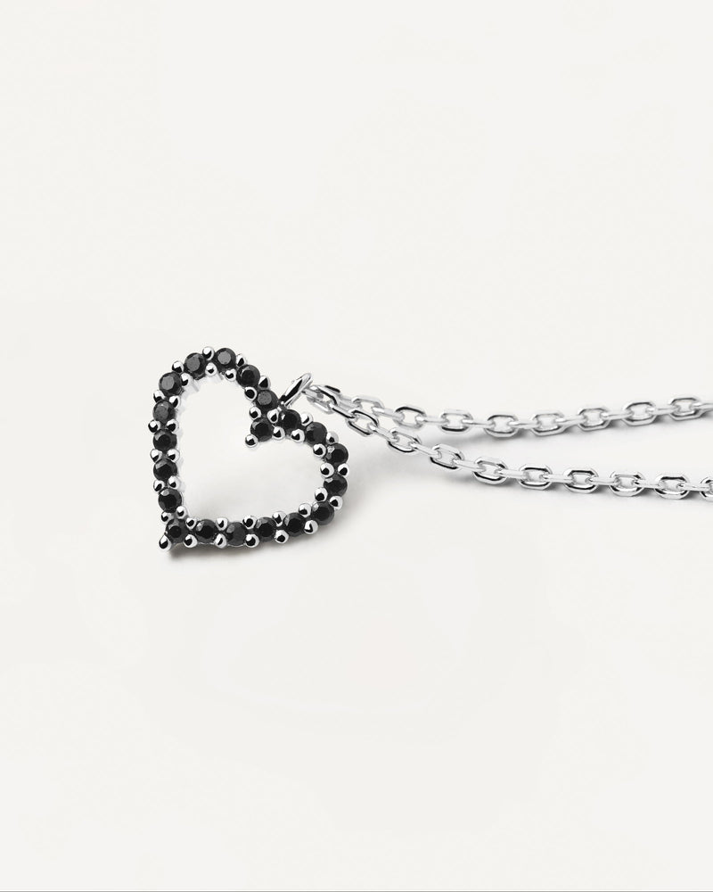 Black Heart Necklace Silver - 
  
    Sterling Silver
  
