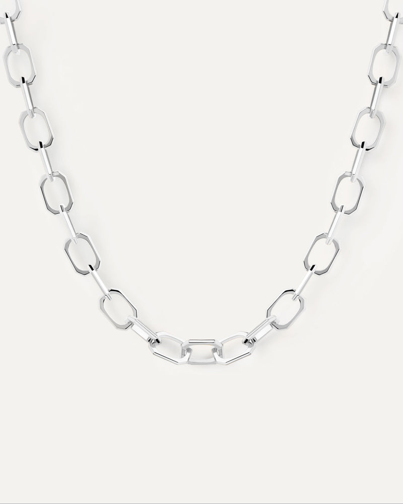 Small Signature Chain Silver Necklace - 
  
    Brass / Rhodium silver plating
  
