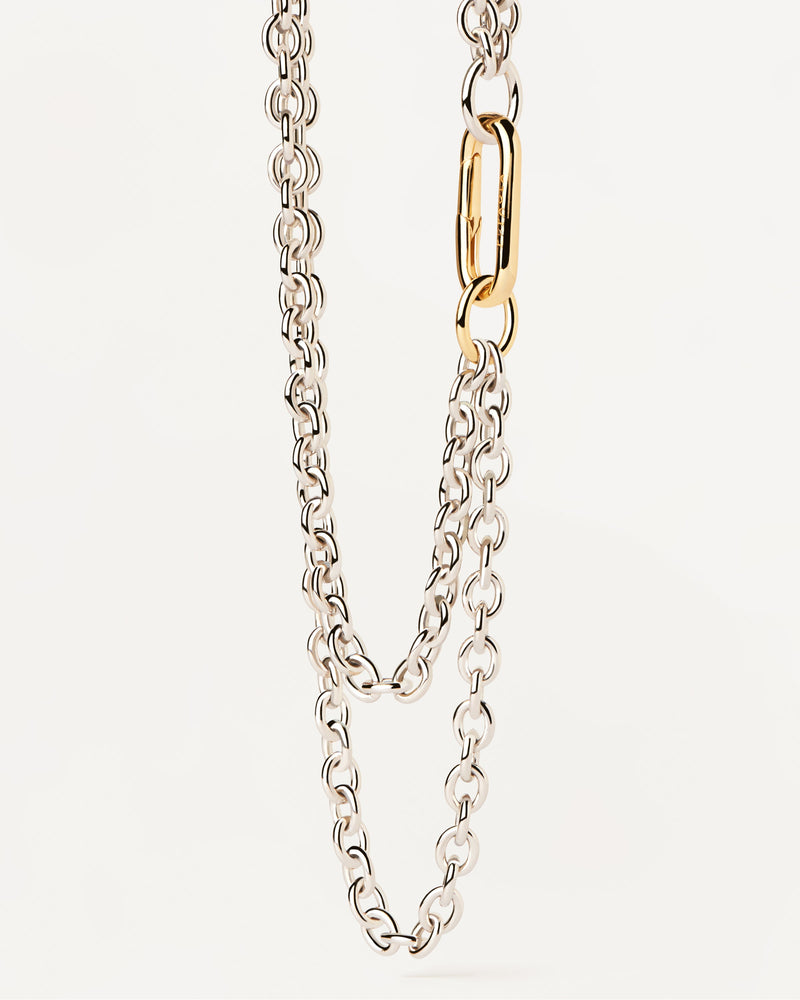 Double Beat Chain Necklace - 
  
    Brass / Rhodium silver plating
  
