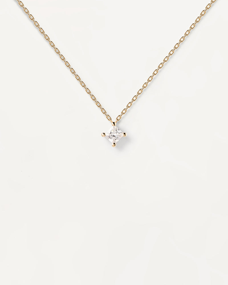 Collana in Oro Con Diamante Quadrato Solitaire - 
  
    Oro 18K
  
