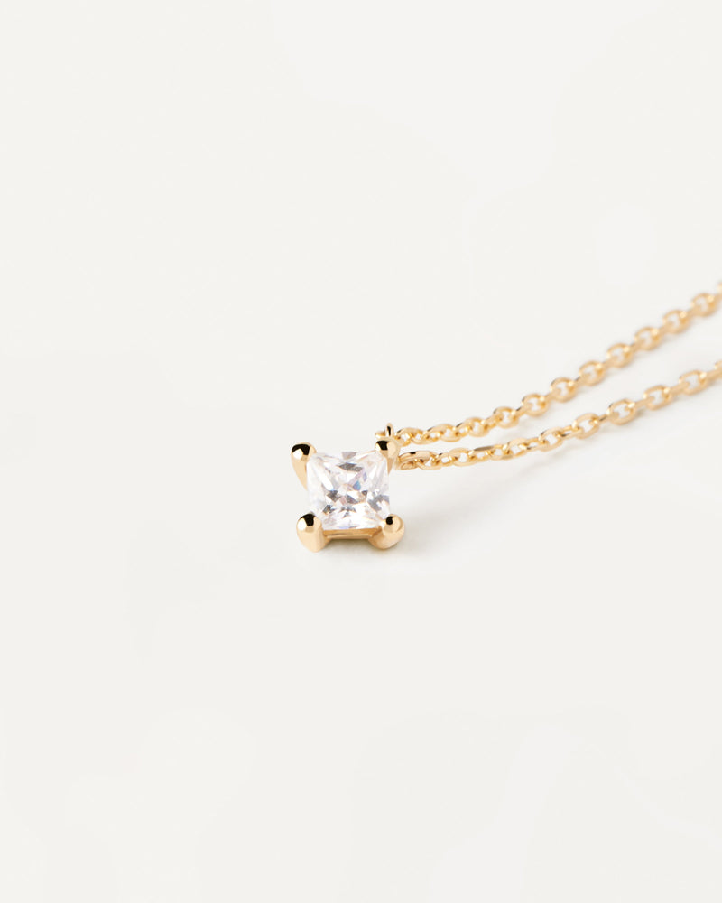 Collana in Oro Con Diamante Quadrato Solitaire - 
  
    Oro 18K
  
