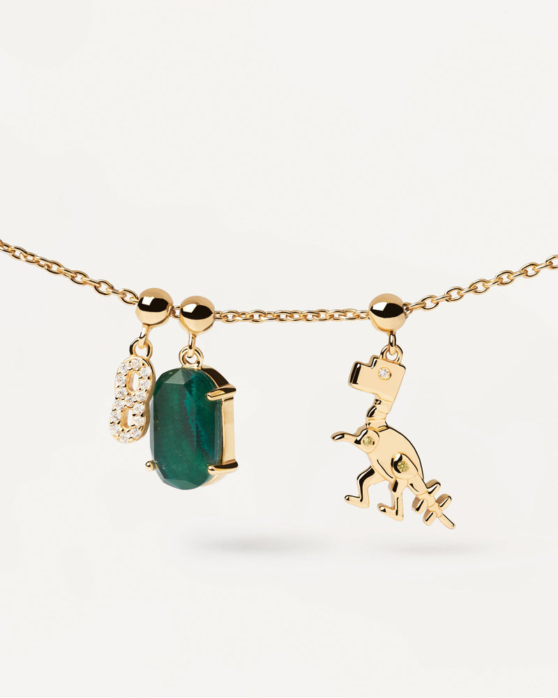 Charm Trasformazione in Malachite - 
  
    Argento sterling / Placcatura in Oro 18K
  
