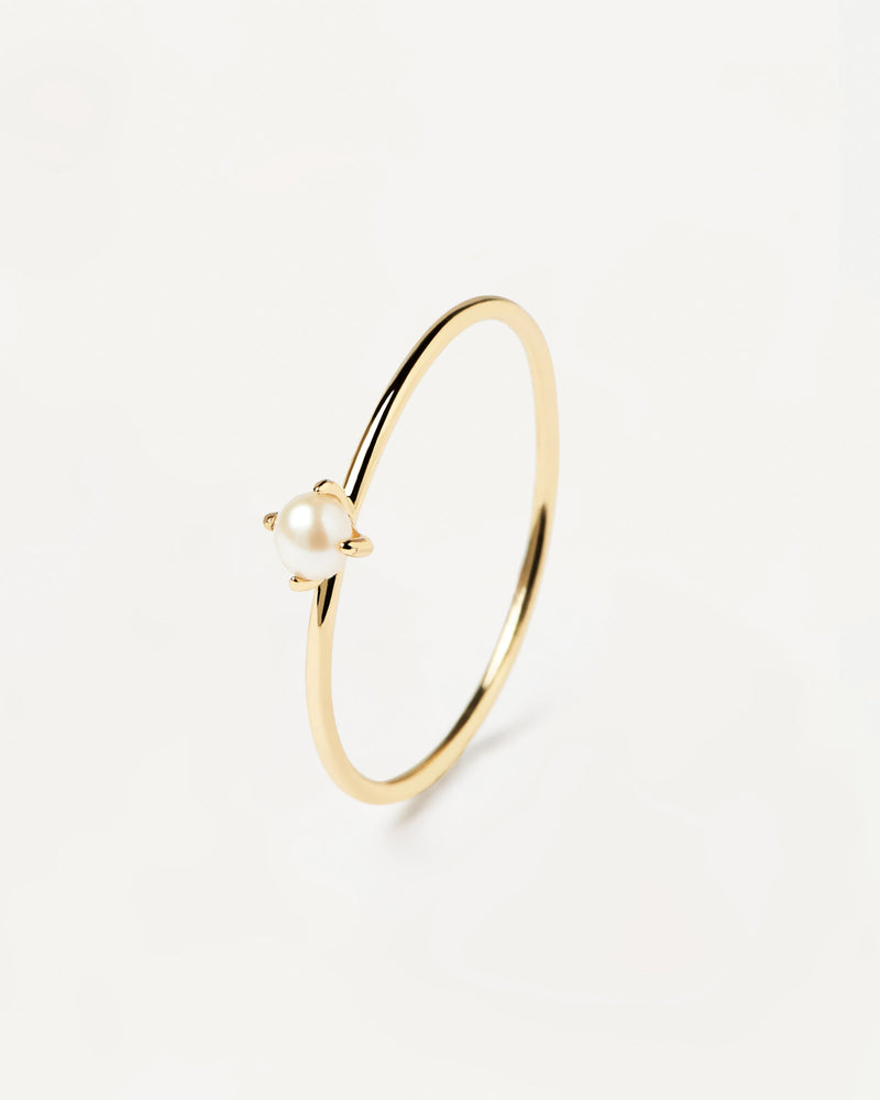 Anillo Solitary Pearl - 
  
    Plata de Ley / Baño de Oro 18K
  
