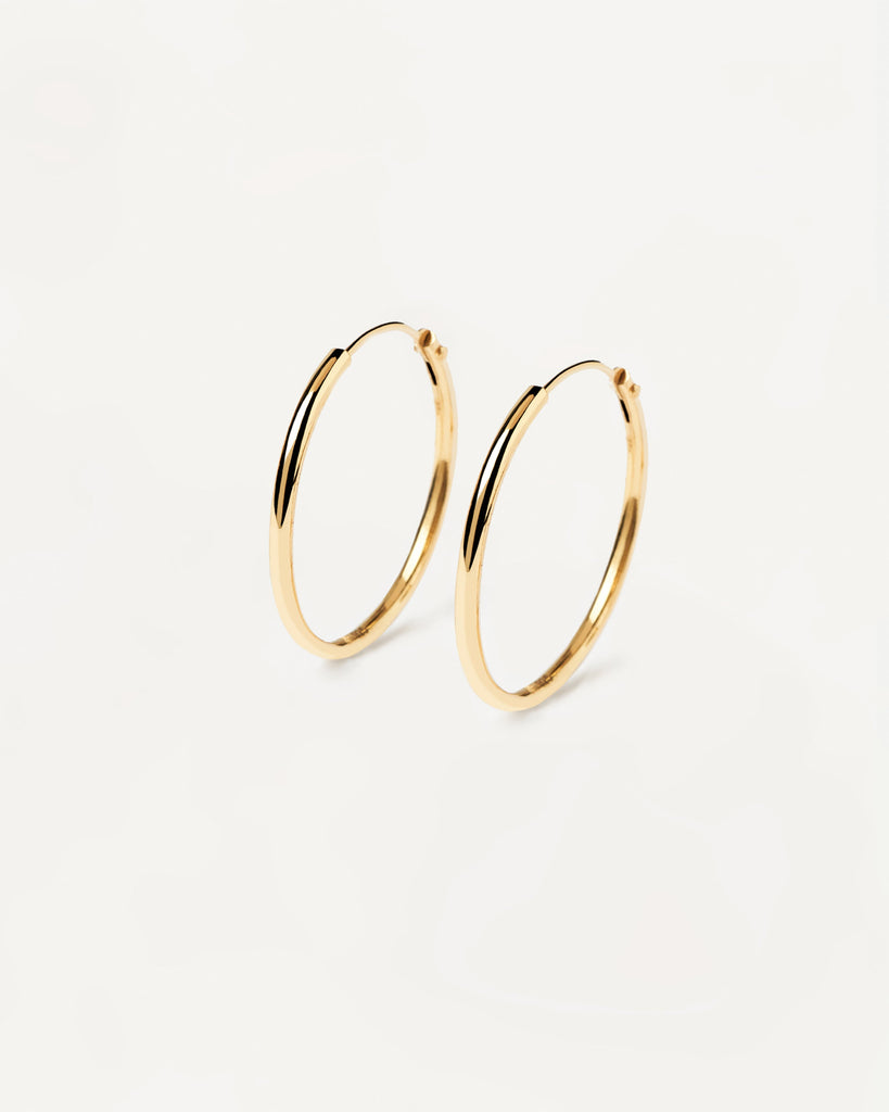 Classic round endless hoop earrings in 18k gold plated silver | Medium ...