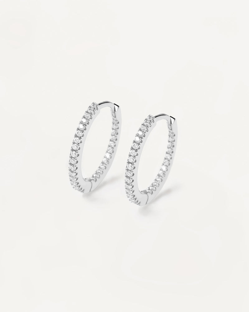 White Medium Hoops Silver - 
  
    Sterling Silver
  
