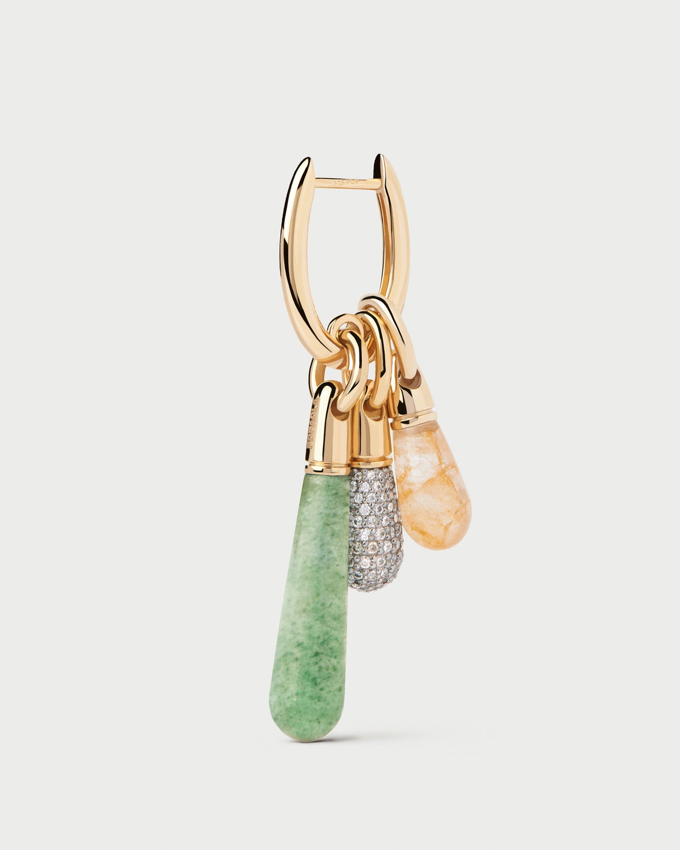 Orecchino a Cerchio Singolo Avventurina Verde Large Jupiter - 
  
    Argento sterling / Placcatura in Oro 18K
  

