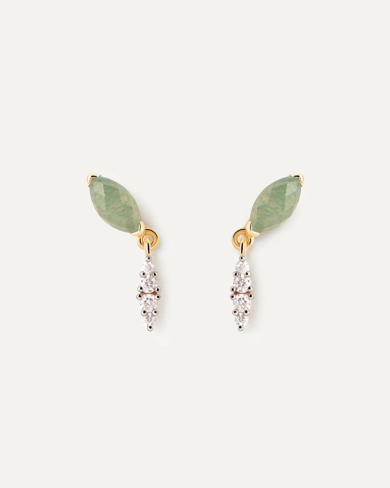 Green Aventurine Ginger Single Earring - 
  
    Sterling Silver / 18K Gold plating
  
