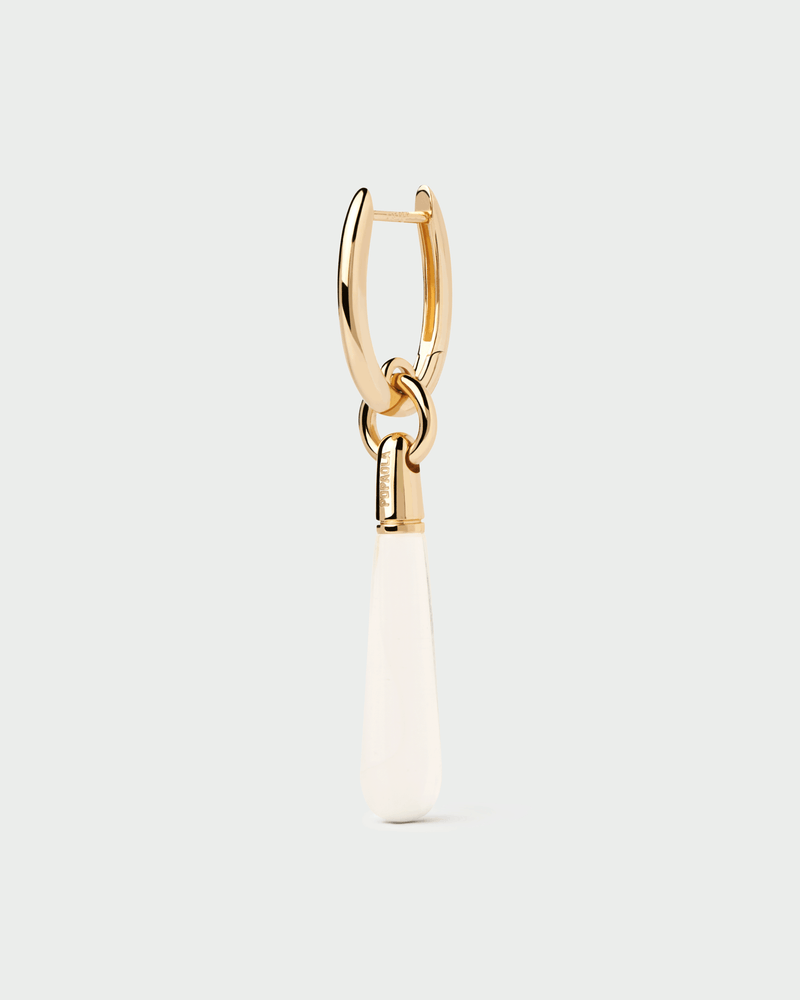 Gold-plated single hoop with a transparent gemstone drop pendant