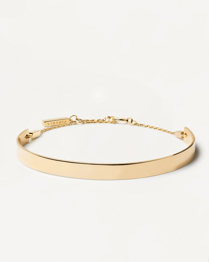 Gold-plated silver cuff bracelet to personalize with engraving | Memora ...