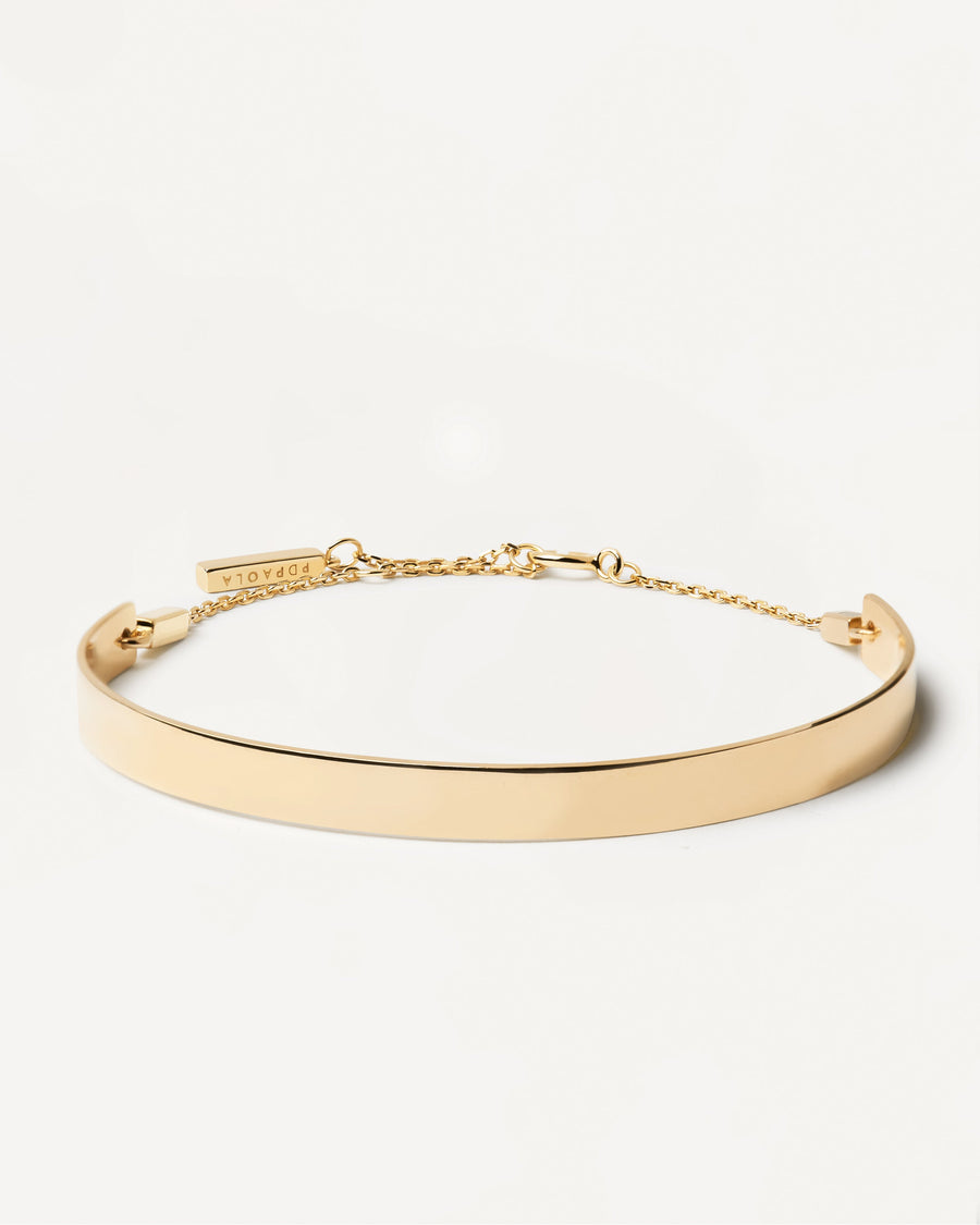 Gold-plated silver cuff bracelet to personalize with engraving | Memora ...