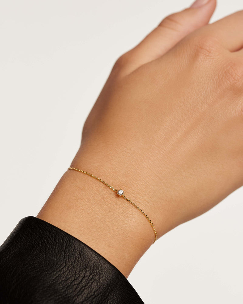 White Solitary Bracelet - 
  
    Sterling Silver / 18K Gold plating
  
