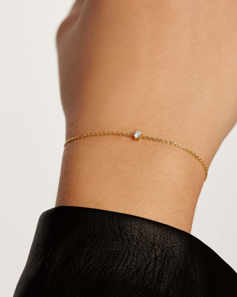 White Solitary Bracelet - 
  
    Sterling Silver / 18K Gold plating
  
