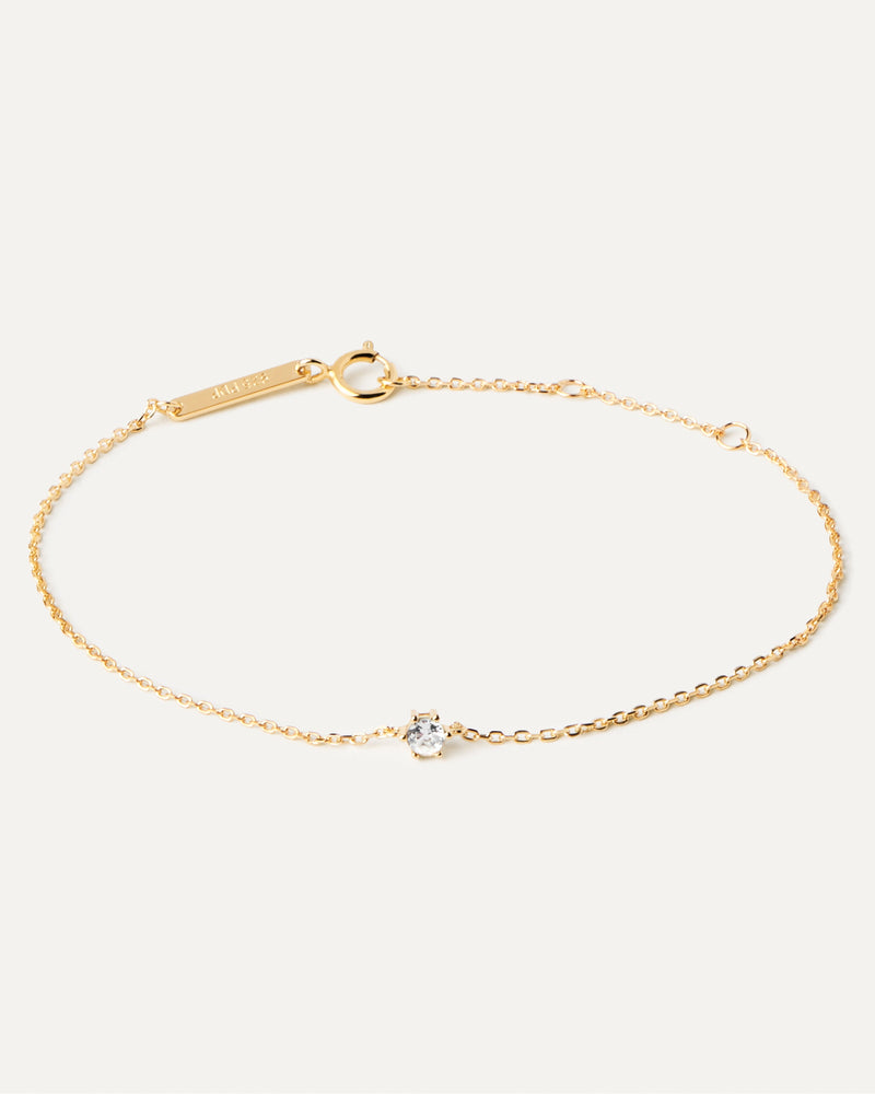 White Solitary Bracelet - 
  
    Sterling Silver / 18K Gold plating
  
