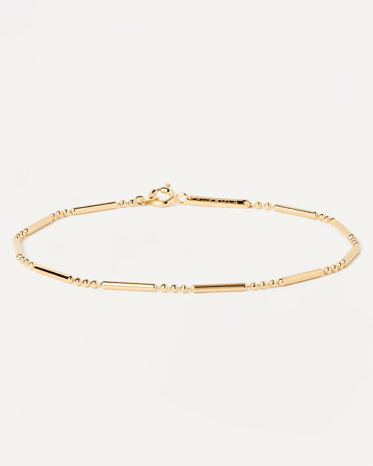 Ball and bar textured bracelet in gold-plated silver | Valeria Bracelet ...