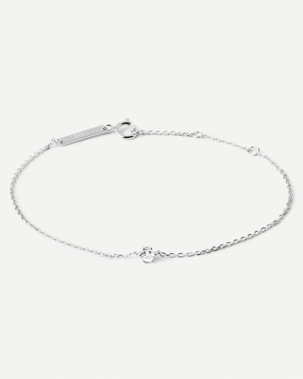 Thin chain bracelet in 925 sterling silver and a white zirconia | White ...