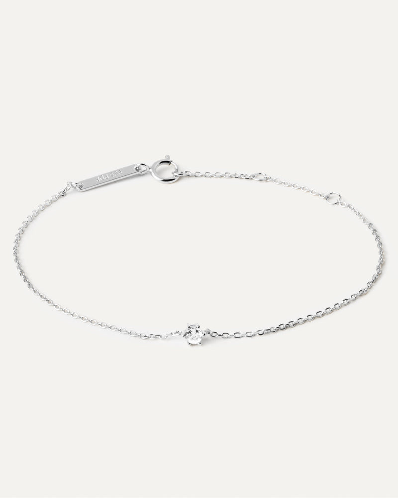 White Solitary Bracelet Silver - 
  
    Sterling Silver
  
