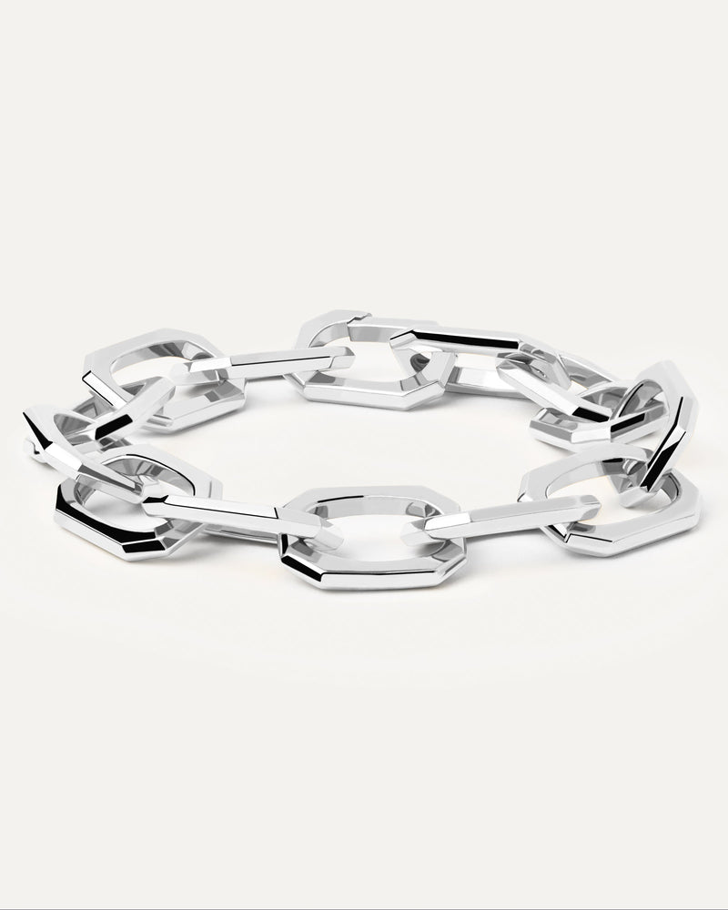 Bracelet chaine argenté Large Signature - 
  
    Laiton / Placage Argent Rhodié
  
