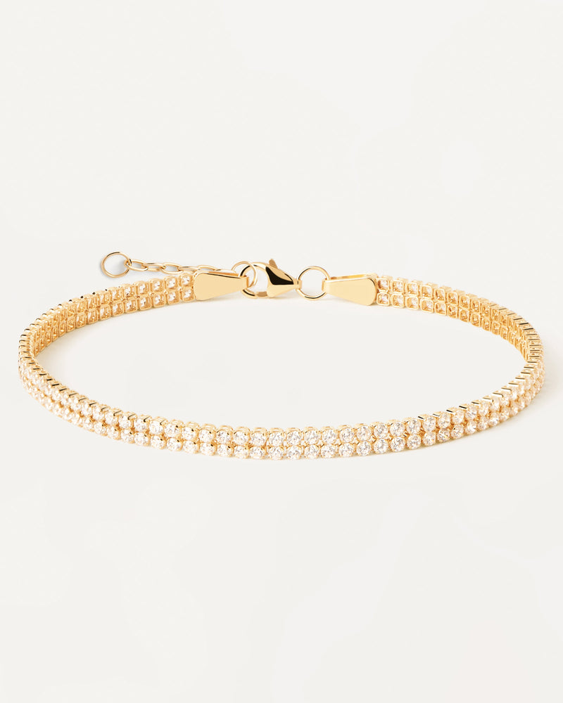 Pulsera de diamantes y oro amarilllo Double Tennis - 
  
    Oro 18K
  
