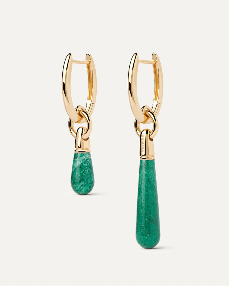 Orecchino a Cerchio Singolo Avventurina Verde Jupiter - 
  
    Argento sterling / Placcatura in Oro 18K
  
