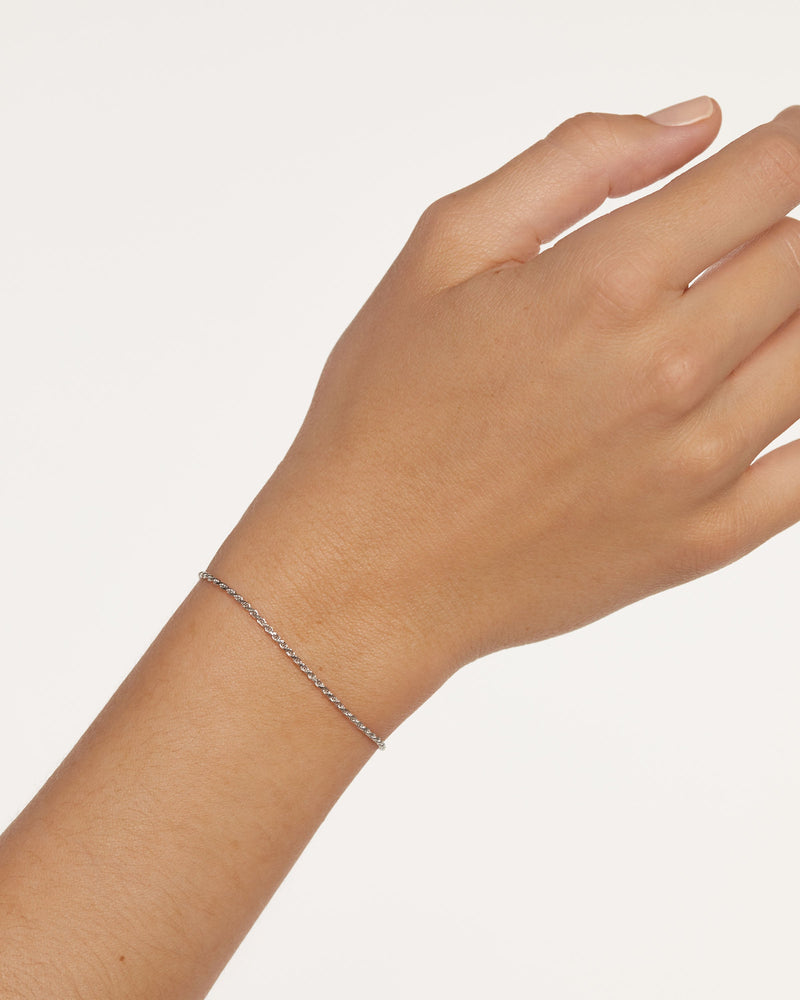 White Gold Rope Chain Bracelet - 
  
    18K White gold / Rhodium silver plating
  
