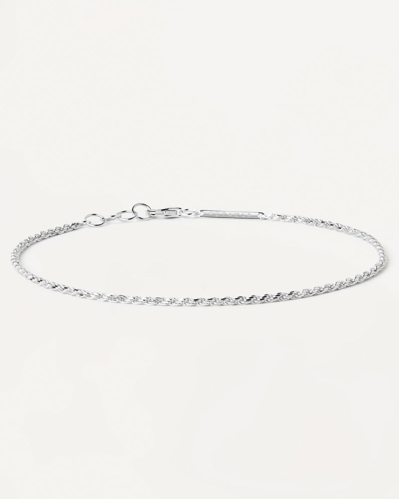 Pulsera Cadena Cordón de Oro Blanco - 
  
    Oro Blanco 18K / Baño de rodio en plata
  
